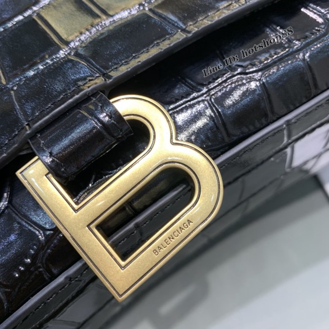 Balenciaga專櫃爆款鱷魚黑金扣Hourglass沙漏包 巴黎世家長款沙漏包 fyj1831